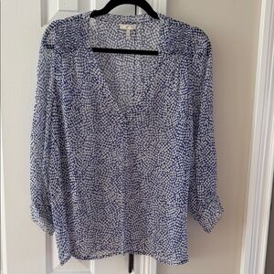 Joie Blue & White Sheer Blouse Sz S